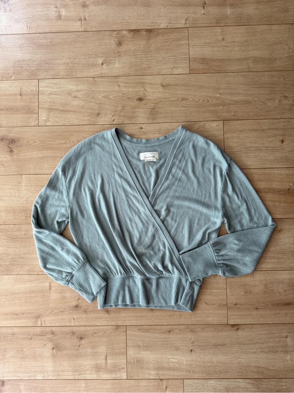 Anthropologie Wrap Front Sweater Blue Long Sleeve Stretch Women’s M